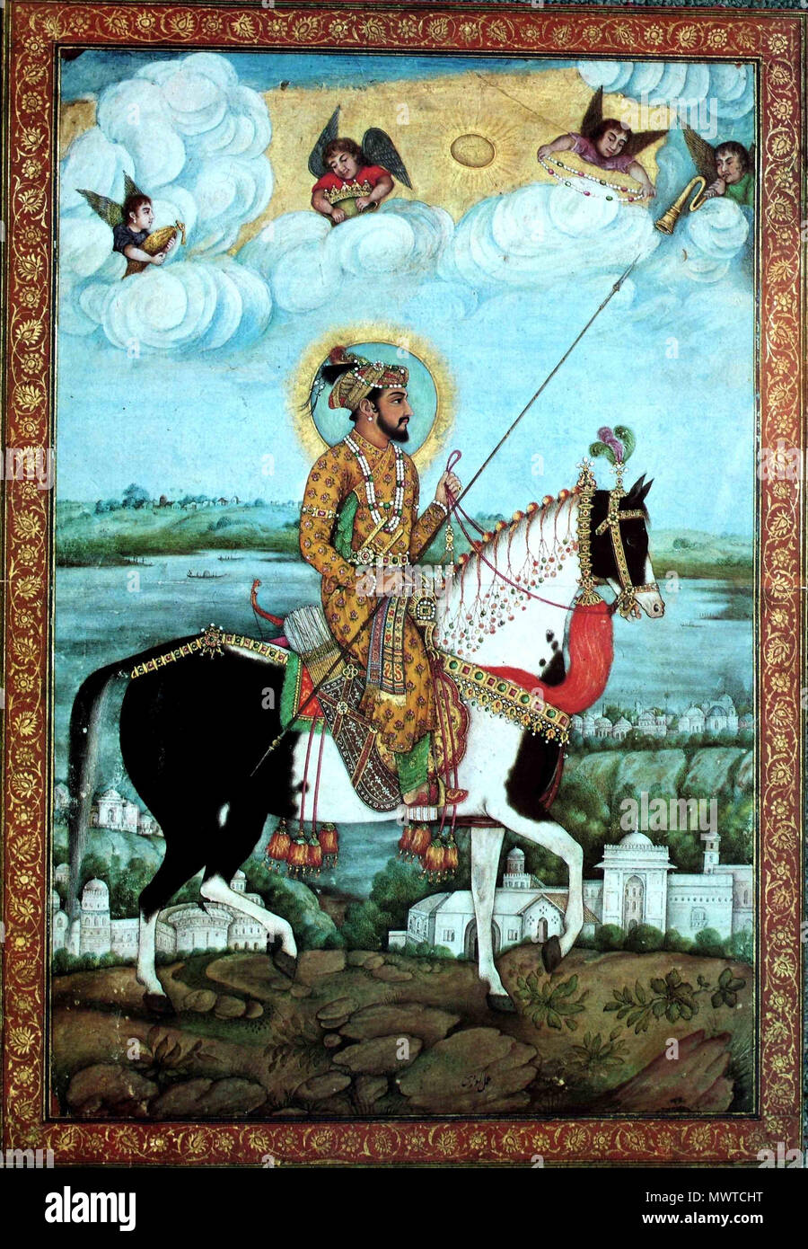 . Shah Jahan con gli angeli . Circa metà del XVII secolo 554 Shah Jehan con angeli musicanti Foto Stock