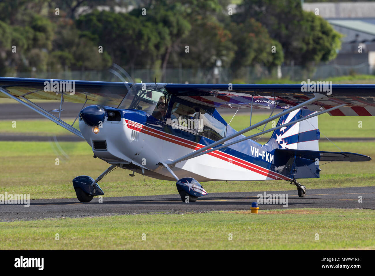 Campione Americano 8KCAB unico motore di velivoli leggeri VH-FKM a Illawarra aeroporto regionale. Foto Stock