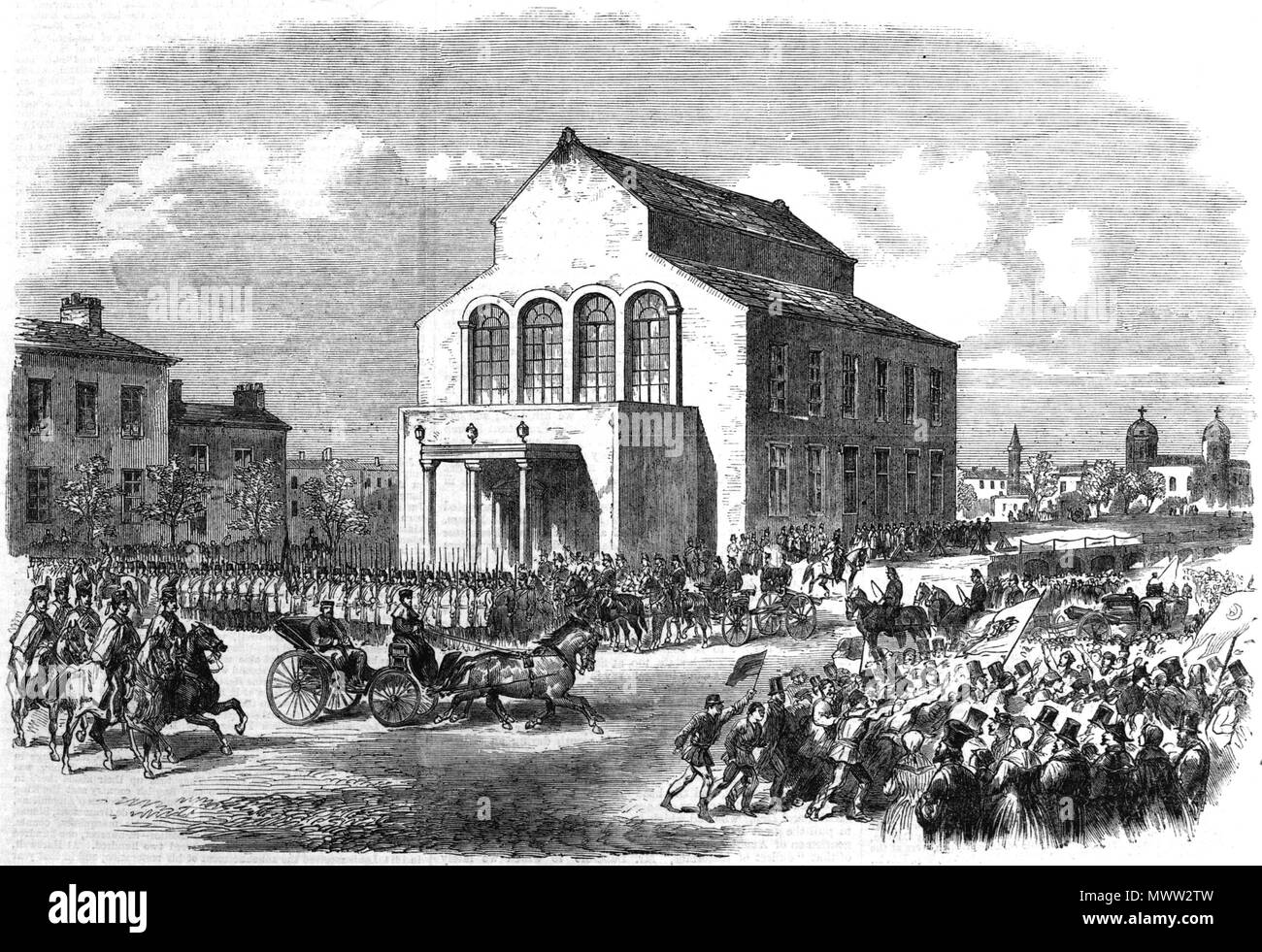 . La rivoluzione a Bucarest - Le truppe nella parte anteriore del Platz Theater . Il 10 marzo 1866. Il Illustrated London News staff 599 La rivoluzione a Bucarest - Le truppe nella parte anteriore del Platz Theatre Foto Stock