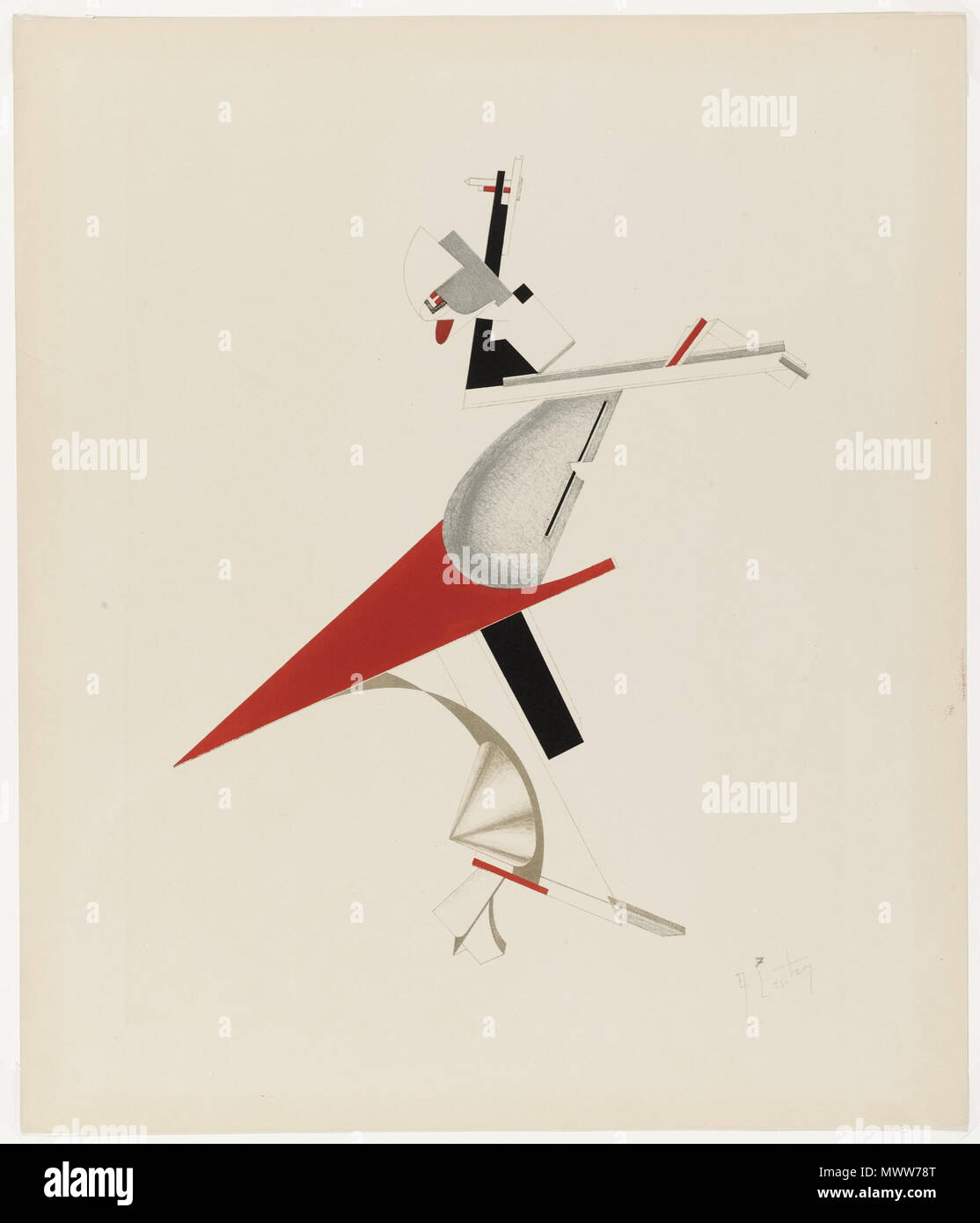 . Русский: Забияка inglese: Costume per opera 'vittoria su Sun" -elemento di disturbo . Parte della serie Figurinen, die plastische Gestaltung der elektro-mechanischen Schönau 'Sieg über die Sonne'. pubblicato 1923 616 Loudmouth (Lissitzky) Foto Stock