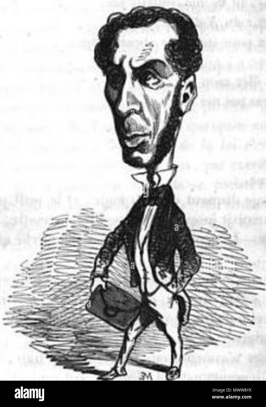 . Français : Caricatura du Ministre Drouyn de Lhuys, par Cham. 1850. Cham (Amédée de Noé) 172 Drouyn de Lhuys par Cham Foto Stock