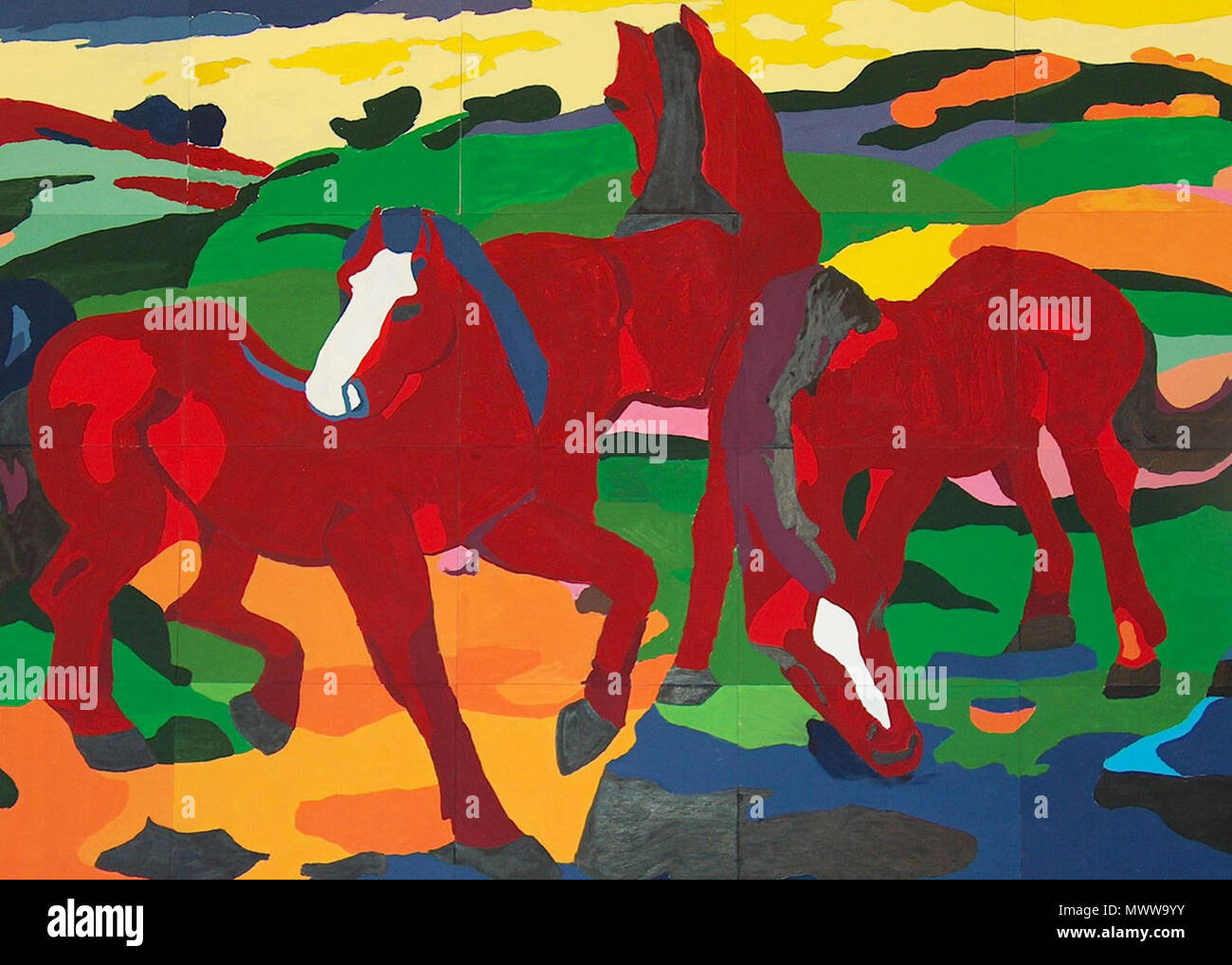 . Cavalli rossi . Inglese: Franz Marc - La grande cavalli rossi, 1911 . 24 Agosto 2009 219 Franz Marc - cavalli rossi Foto Stock