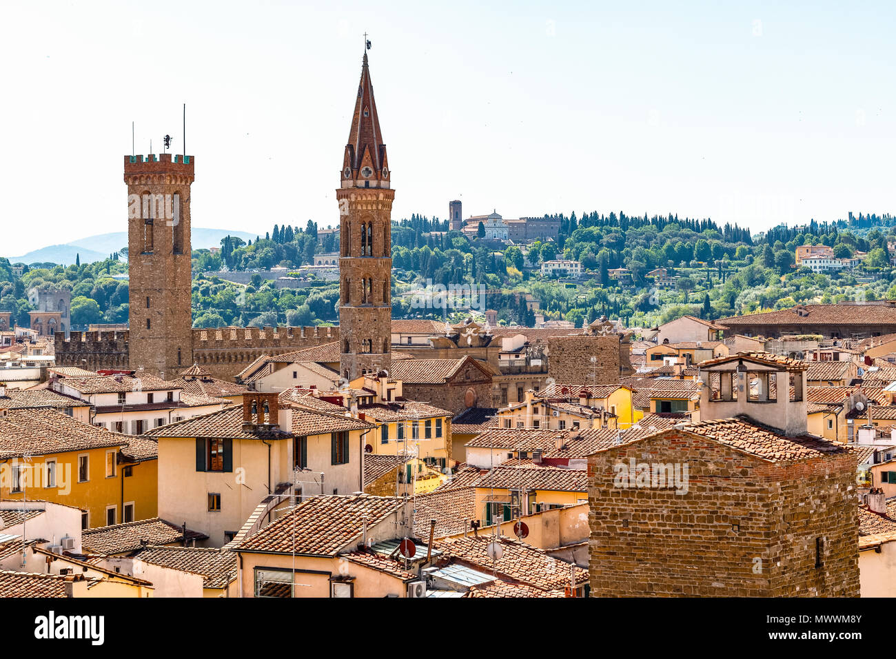 La città di Firenze in Italia, dotate di rossi tetti di terracotta Foto Stock