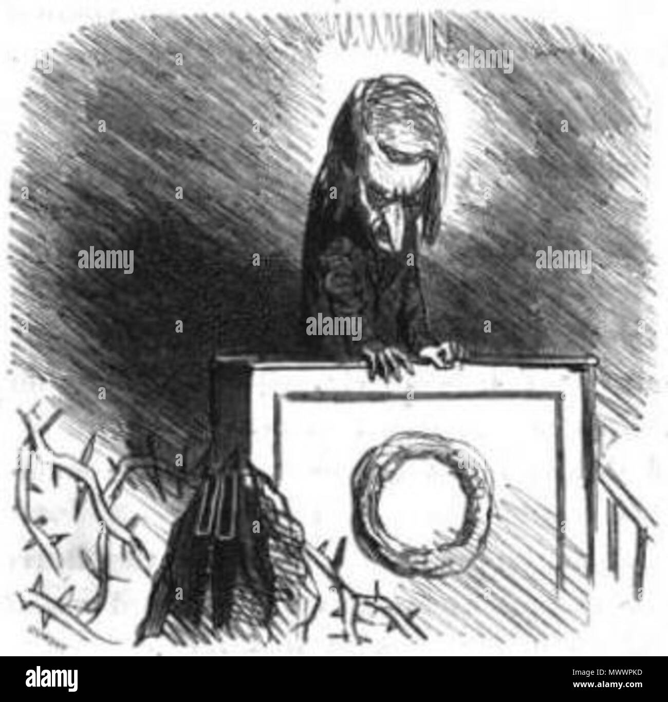 . Français : Caricatura de Félicité Robert de Lamennais (1782-1854) par Cham. 1850. Cham (Amédée de Noé) 358 Lamennais par Cham Foto Stock