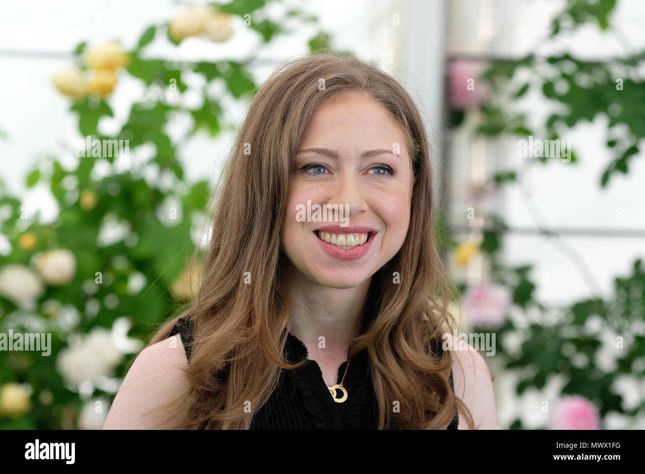 Hay on Wye, Regno Unito. 2 Giugno 2018. Hay Festival. Chelsea Clinton al Festival di fieno dove lei parlerà circa i problemi sanitari a livello mondiale - Photo Steven Maggio / Alamy Live News Foto Stock