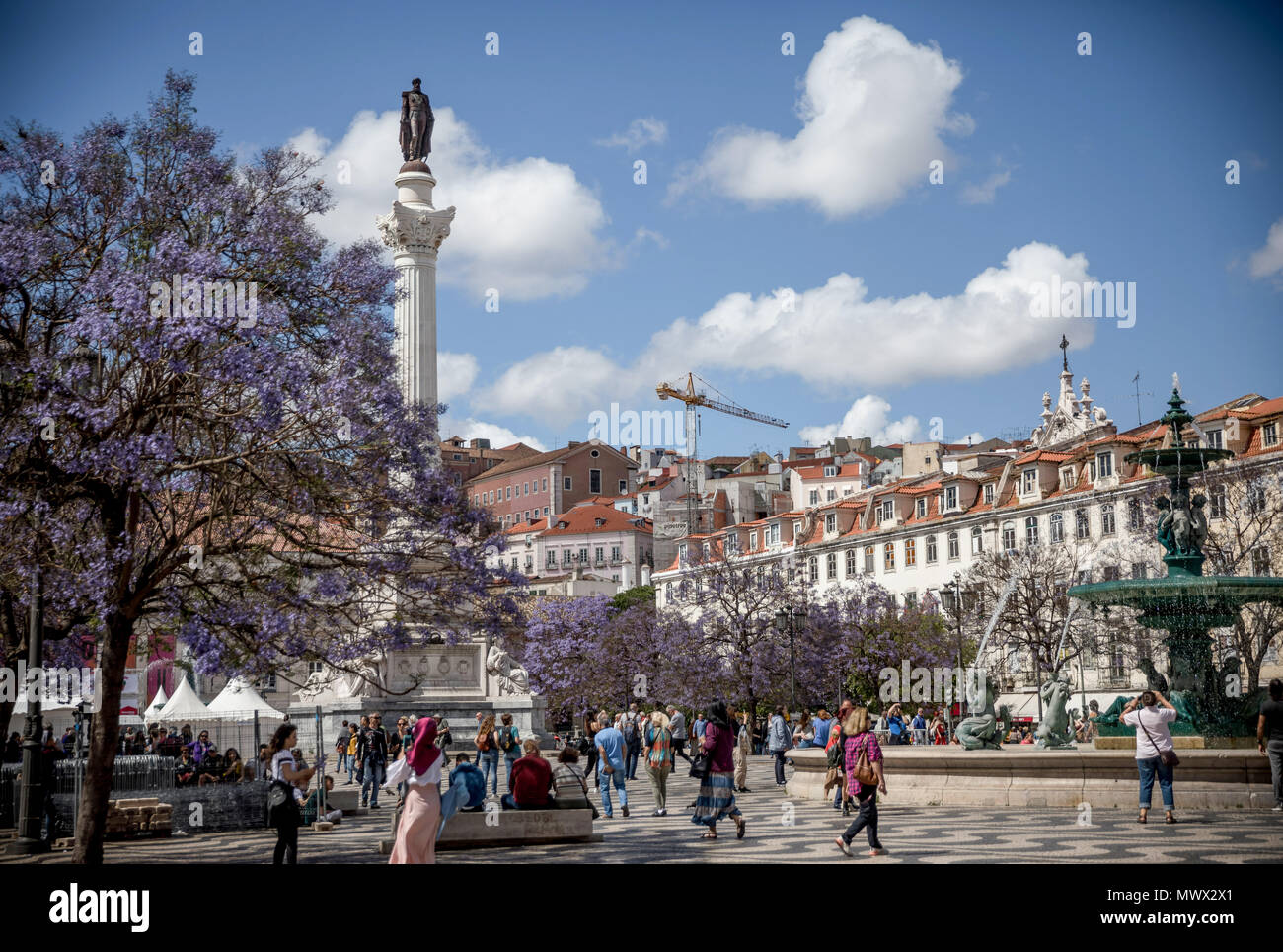 Il 31 maggio 2018, Lisbona, Portogallo: la Praça Rossio nel centro di Lisbona. Foto: Michael Kappeler/dpa Foto Stock