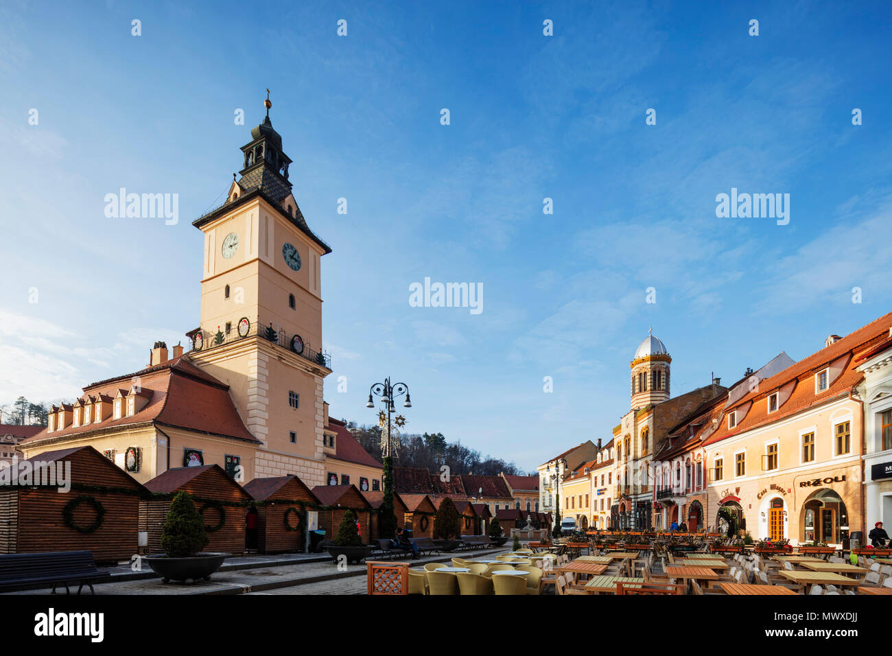 Museo di storia e costruzione di clock tower, Brasov, Romania, Europa Foto Stock