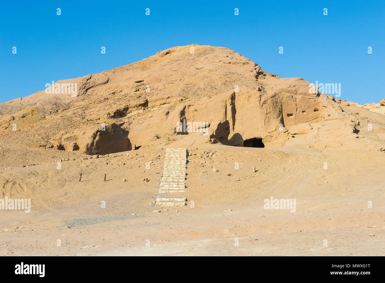 Al Bidea Nabataean cimitero, Tobuk provincia, Arabia Saudita, Medio Oriente Foto Stock