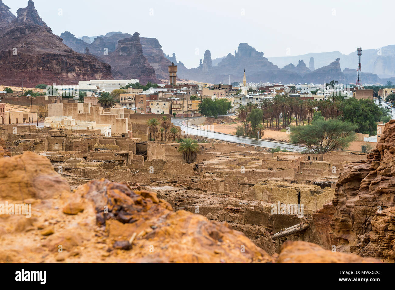 La vecchia città fantasma di Al Ula, Arabia Saudita, Medio Oriente Foto Stock