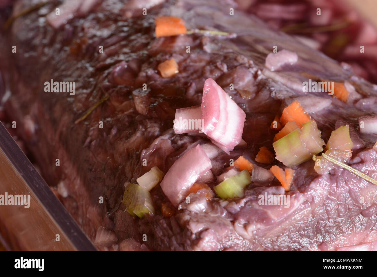 Brasati di carne prima della cottura. Dettagli degli ingredienti di brasati di carne prima della cottura Foto Stock