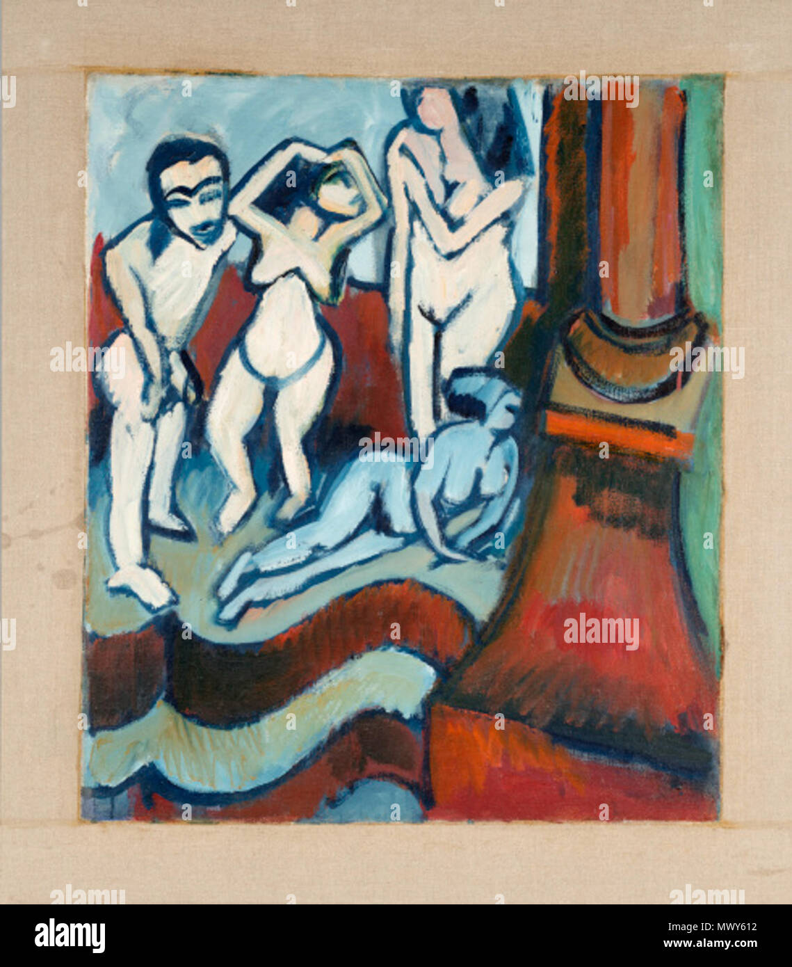 . Français : Quatre Sculture en bois (recto, 1912) / Patineur (verso, 1929-1930) il Museo delle Arti di Dallas huile sur toile 70 x 60 cm . Il 5 marzo 2014. Museo dell'Arte di Dallas 342 Kirchner 5 mars 2014 4 il legno Foto Stock