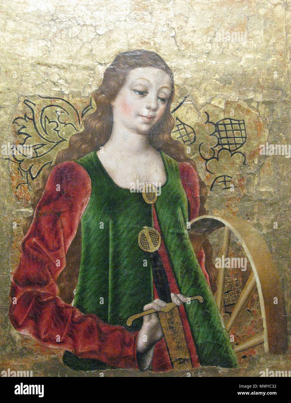 . Inglese: la pittura di Santa Caterina di Alessandria. Foto di un dipinto del XVI secolo nel castello di Langeais, Francia. Pittore sconosciuto. Français : Sainte Catherine d'Alexandrie. Foto d'un tableau du 16e siècle, château de Langeais. Peintre inconnu . Xvi secolo. foto:proprio lavoro, tableau : inconnu 16e siècle 539 Sainte Catherine Alexandrie Langeais Foto Stock
