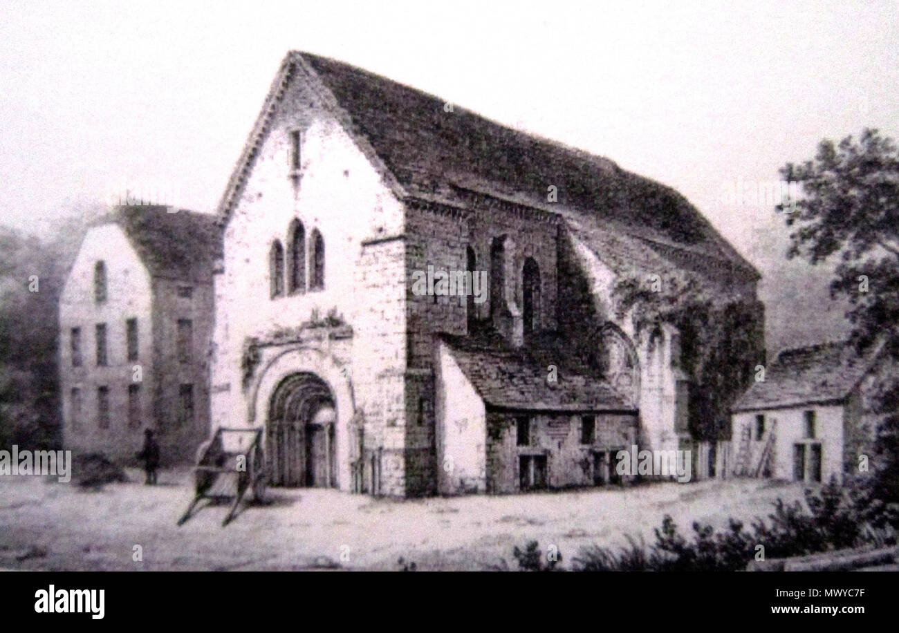 . Français : rotocalco ancienne représentant la chapelle de la commanderie templière d'Epailly (Courban, Côte-d'Or) . Il 4 settembre 2010, 17:45:36. Sconosciuto 192 Epailly Foto Stock