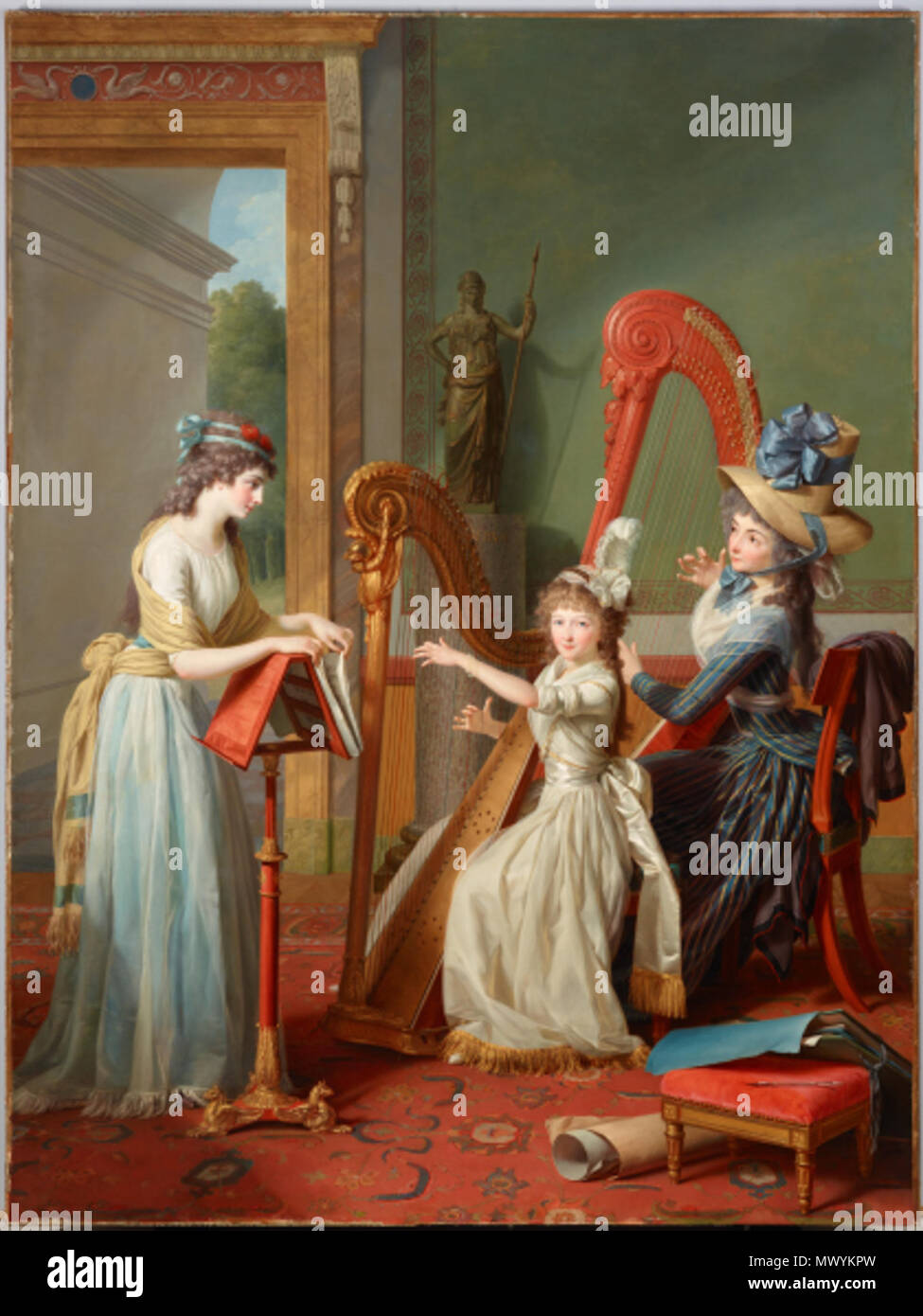 . Français : La Leçon de Harpe (1791) Museo dell'Arte di Dallas, huile sur toile 246 x 185 cm . 1 febbraio 2015. Museo dell'Arte di Dallas 247 Giroust 1 fev 2015 Foto Stock