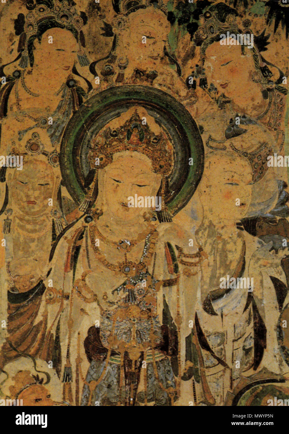. Inglese: questa grotta è il murale di Avolokitesevara, adorando Bodhisattvas e mendicante. La Dinastia Tang (618-907 d.C.) . La Dinastia Tang (618-907 d.C.). antico sconosciuto artista buddista(s) 433 Avolokitesvara murale Foto Stock
