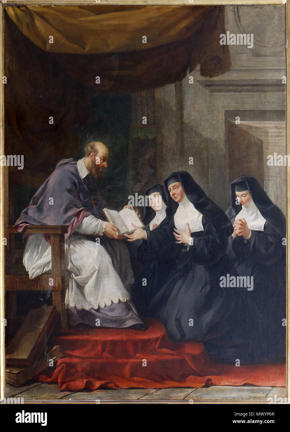 537 Saint François de Sales donnant à Sainte Jeanne de Chantal la règle de l'ordre de la Visitation Noël Hallé Foto Stock