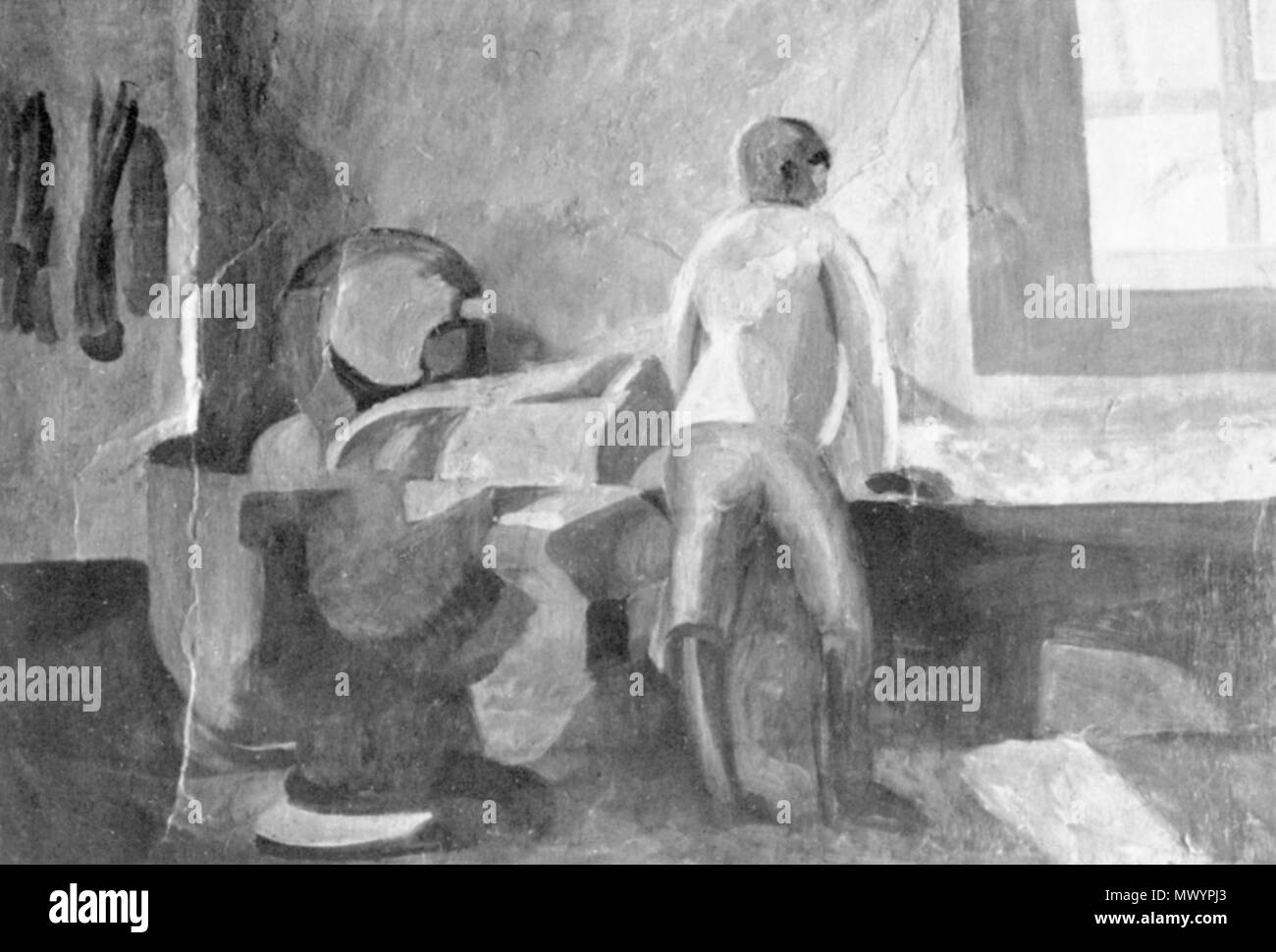 . Deutsch: Backstube" (1924). Wandbild in der früheren Bäckerei Schößler, Irmenach . 1924 579 Stroeher-1924-backstube" Foto Stock