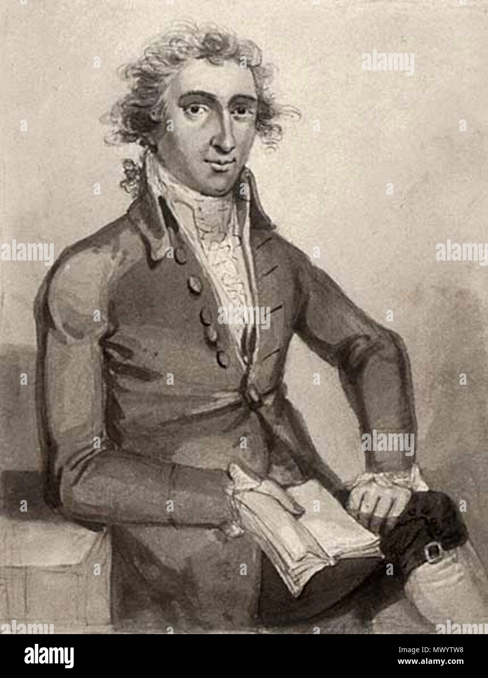 . Thomas Paine attribuito a Samuel Collings (?-1795) matita, inchiostro e lavare su carta, c. 1792 . circa 1792. attribuito a Samuel Collings (?-1795) 605 Thomas Paine di Samuel Collins c1792 Foto Stock