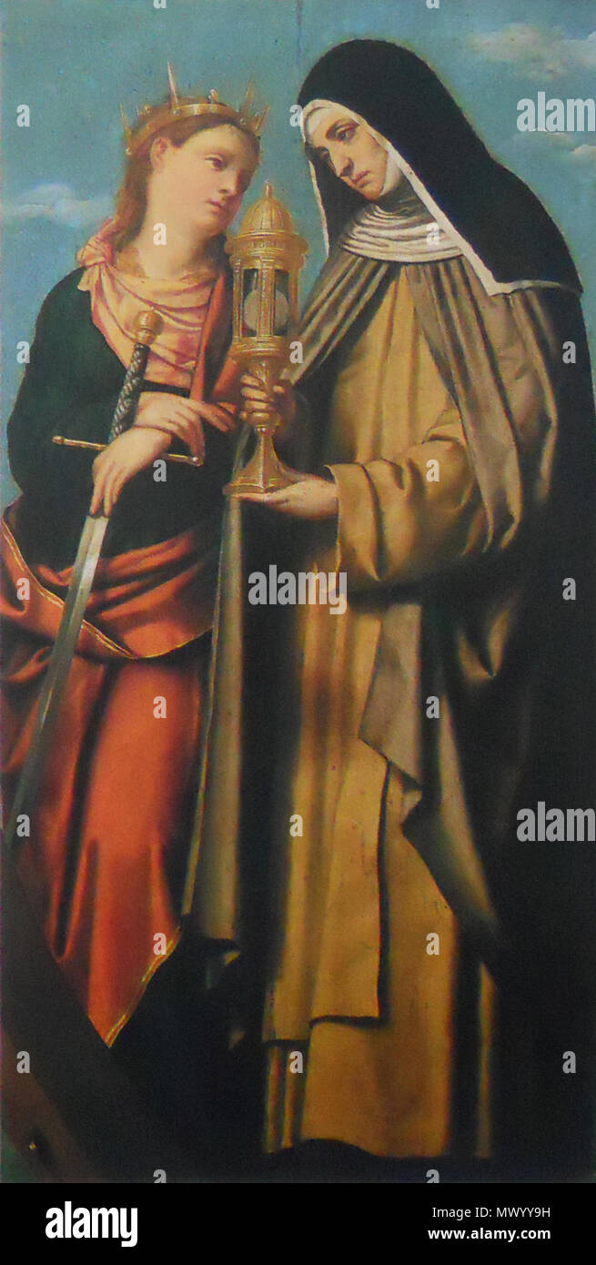 . Italiano: Sante Caterina d'Alessandria e Chiara (Moretto) . RobyBS89 543 Sante Caterina d'Alessandria e Chiara (Moretto) Foto Stock