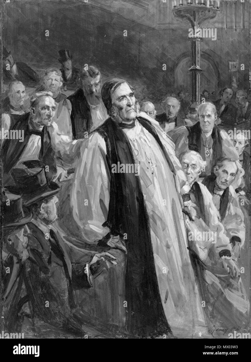 . Inglese: Education Bill in the House of Lords (il crollo dell'Arcivescovo di Canterbury). 1902. Sydney prima Hall 138 CollapseOfTemple Foto Stock