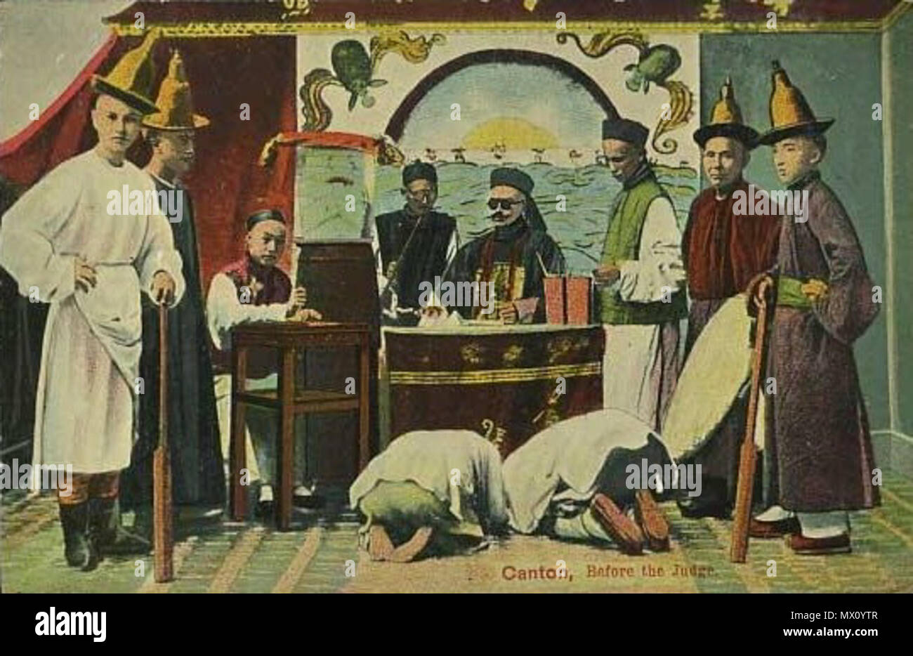 . Semplice inglese: Scena in cinese tradizionale corte, fine della Dinastia Qing. prima del 1911. 78 sconosciuti prima che il giudice Qing 02 Foto Stock
