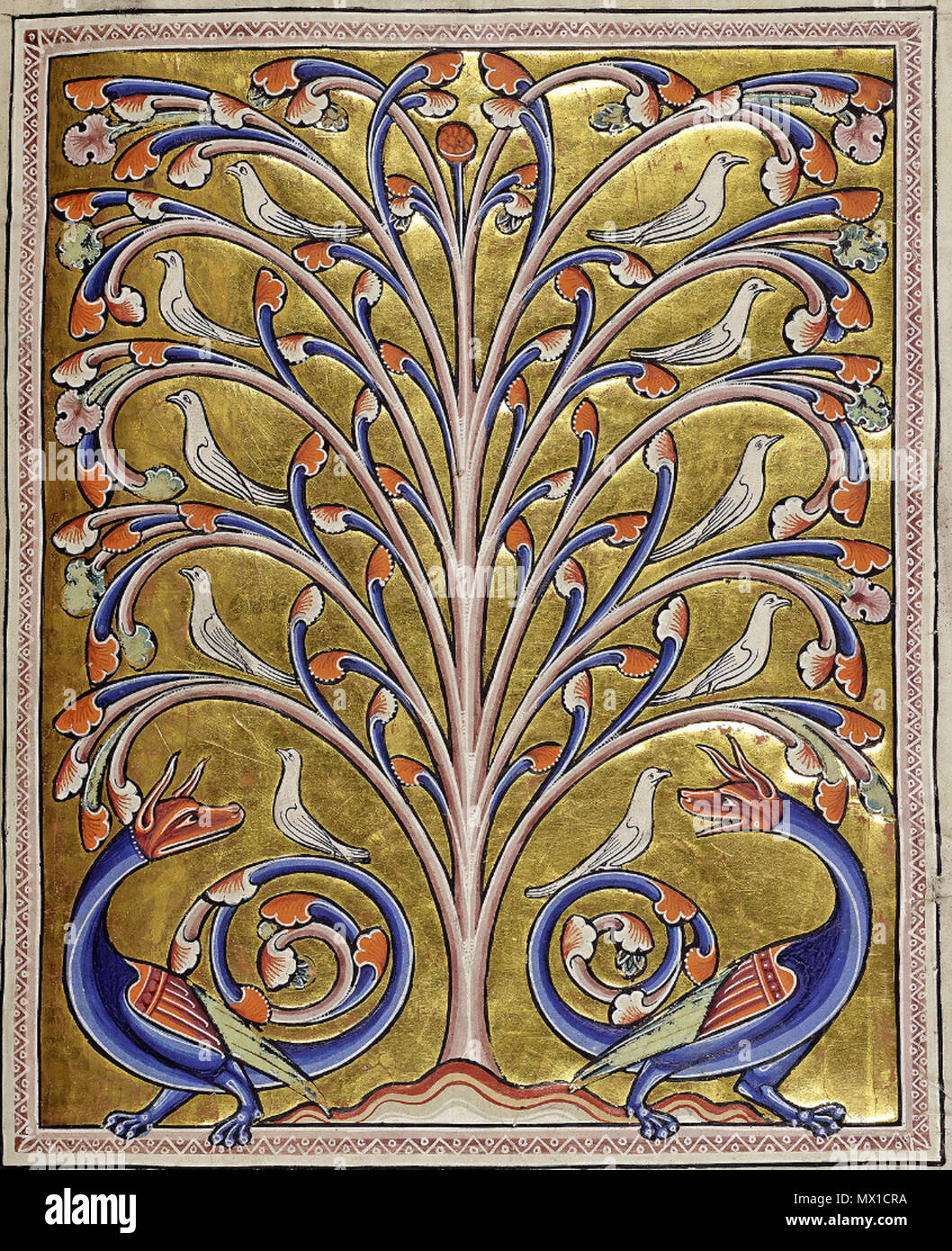 . Perindens, un albero magico e custode degli uccelli. circa 1220. n·e·r·g·un·l 477 Perindens Foto Stock