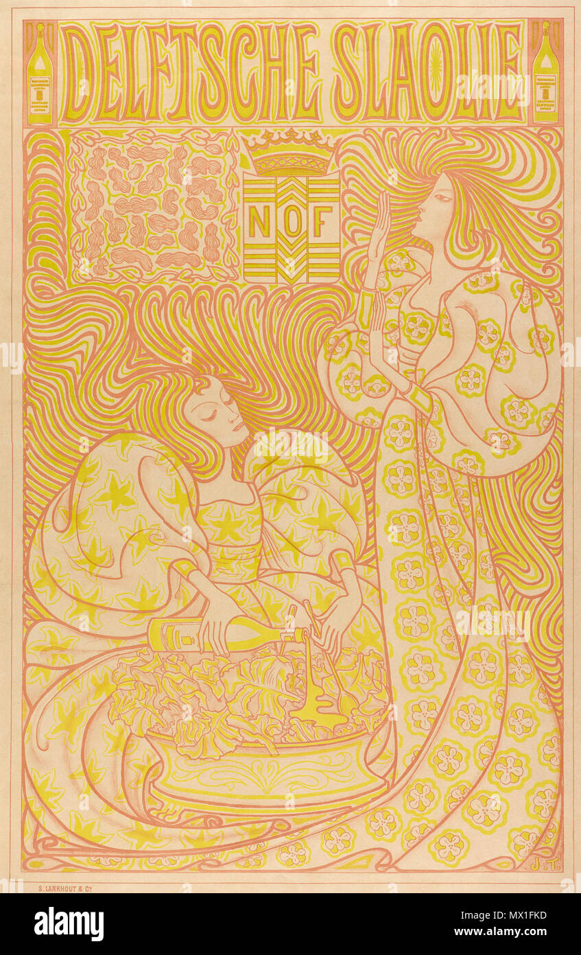 . Inglese: Jan Toorop (design), Delft olio per insalata, 1895, Poster, Litografia a colori, 86,5 x 56 cm, collezione Gemeentemuseum Den Haag . 1895. Jan Toorop 309 Jan Toorop, Delft olio per insalata, 1895 Foto Stock