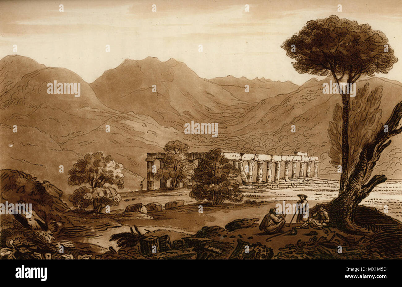 . Inglese: William Haygarth. La Grecia, una poesia in tre parti, con note, classica di illustrazioni e schizzi del paesaggio, Londra, W. Bulmer & Co., 1814. 1814. William Haygarth (1784-1825) Descrizione pittore poeta inglese, scrittore e artista Data di nascita e morte 1784 1825 competente controllo : Q19829511 VIAF: 95982263 ULAN: 500045712 532 le rovine di un tempio vicino Andruzzena, in Arcadia - Haygarth William - 1814 Foto Stock