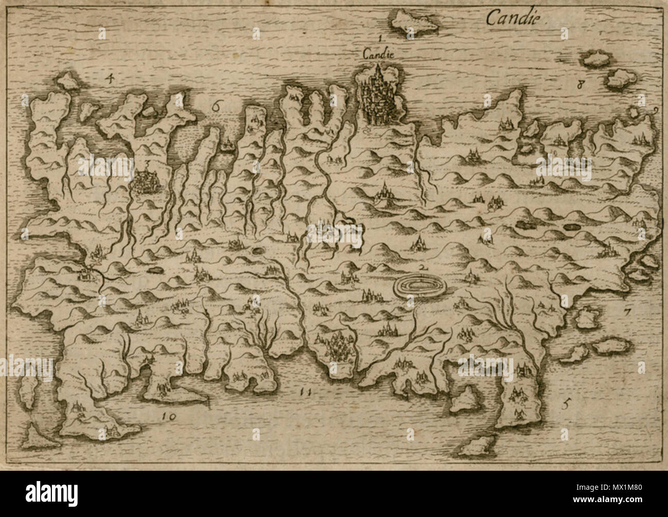 . Inglese: Illustrazione dalla relazione Iournalière du Voyage du Levant faict (1615) da Henri de Beauvau. 1615. Henri de Beauvau (1550-1650) nomi alternativi Henri de beauvau; Henri De Beauvau Descrizione incisore francese Data di nascita e morte 1550 1650 competente controllo : Q3132217 VIAF: 71511087 ISNI: 0000 0000 6631 6404 LCCN: nr2004032889 GND: 100029558 SUDOC: 068726082 WorldCat 110 Candie - Beauvau Henri De - 1615 Foto Stock