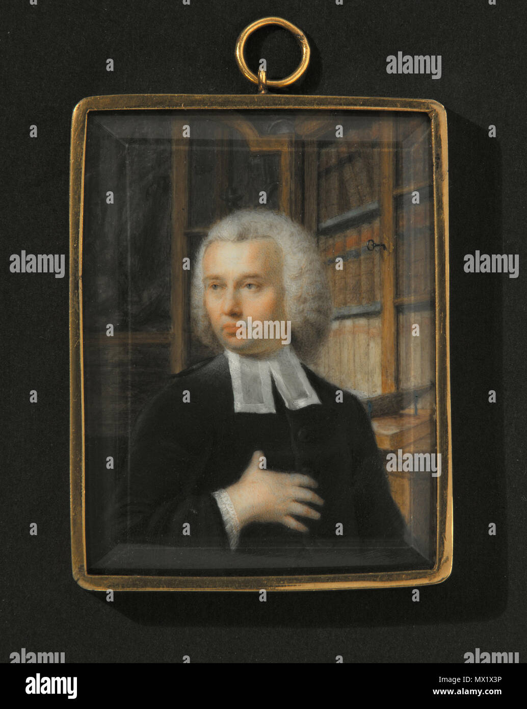 B2530 499 Porträtt av präst ho biblioteksinteriör - Nationalmuseum - 149856 Foto Stock