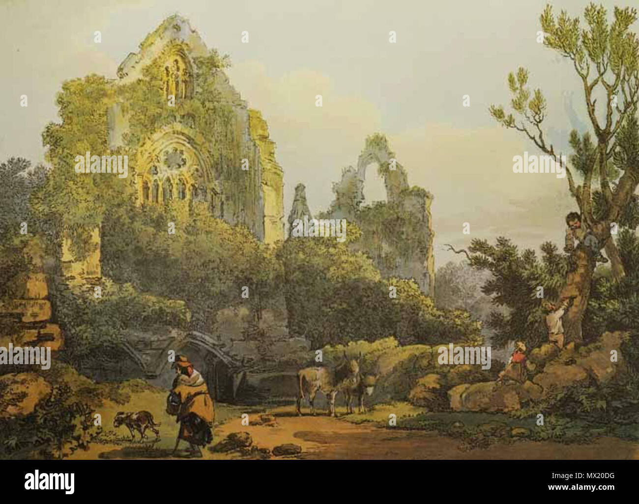 . Inglese: P.J.de Loutherbourg del dipinto di Tintern Abbey, mostrante l'uso locale di rovine, 1805; James Smith Noel Raccolta . 8 Ottobre 2012 12:31:32. Philip James de Loutherbourg 608 Tintern Abbey Hayman Foto Stock