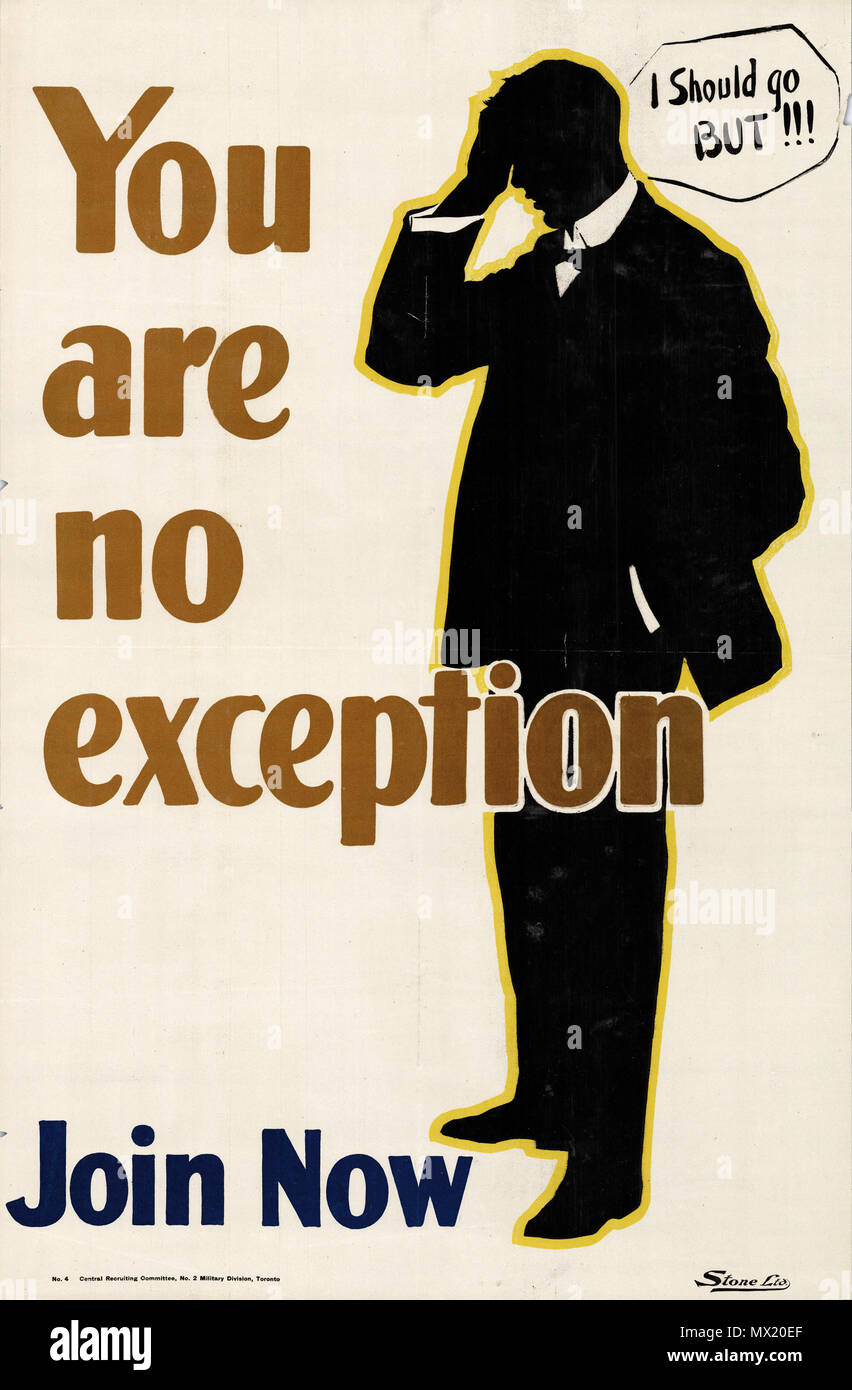 . Inglese: 1914 poster . [Tra il 1914 e il 1918?]. Toronto. Central Comitato d' Assunzione 324 Iscriviti ora Foto Stock