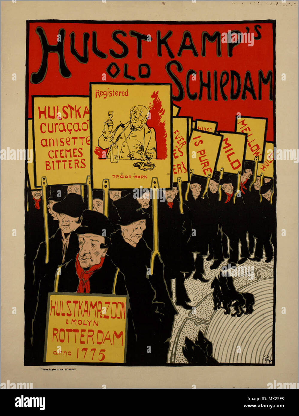 . Nederlands: Affiche. Hulstkamp vecchio di Schiedam. 1900/25. Jacques Zon (1872-1932) 306 Jacques van Zon - Hulstkamps vecchio Schiedam Foto Stock