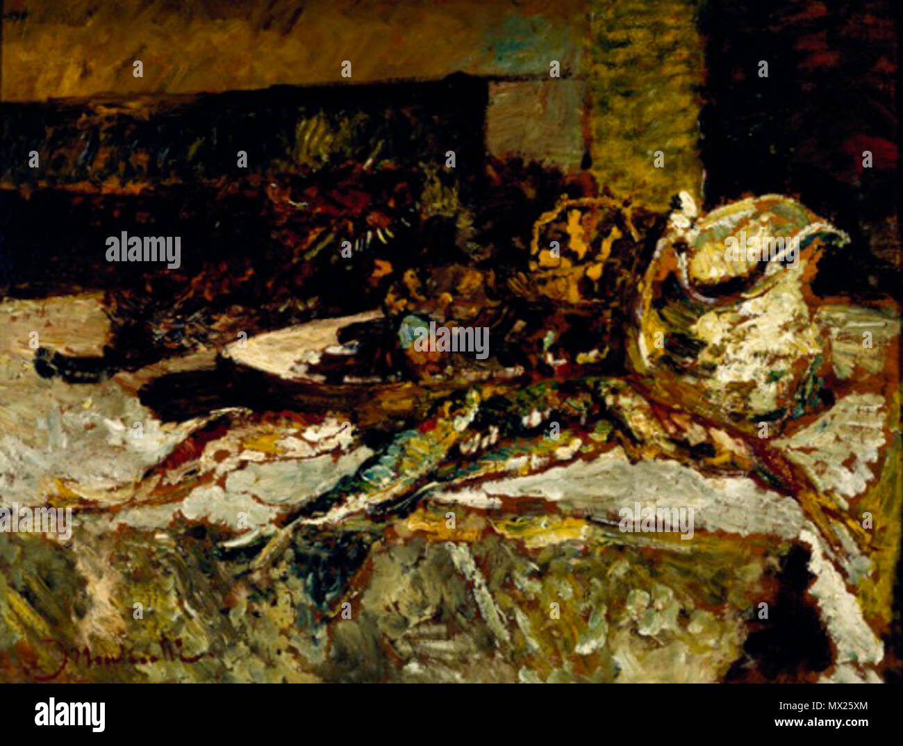 . Français : Nature morte aux sardine et oursins de mer (1880-1882) il Museo delle Arti di Dallas huile sur panneau 46 x 60 cm . 18 Settembre 2013 6 18 Sep 13 monticelli Foto Stock