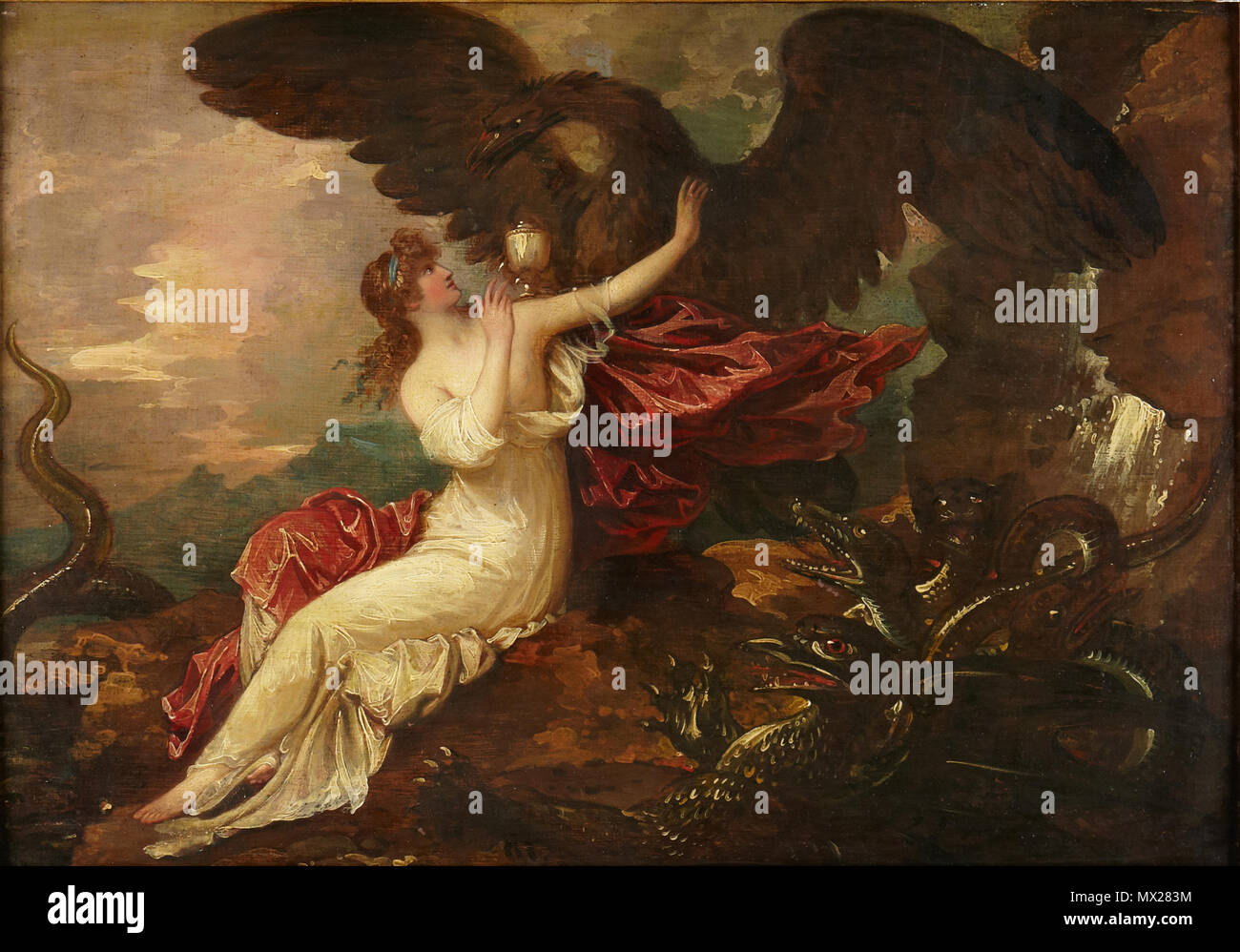 . Inglese: Benjamin West, americano, 1738-1820 Eagle portando cup alla psiche, 1802 (?) olio su pannello in legno 29,8 x 42,6 cm (11 3/4 x 16 3/4 in.) telaio: 41,6 × 54 × 5,5 cm (16 3/8 × 21 1/4 × 2 3/16 in.) Museo acquisto, John Maclean Magie, classe 1892, e Gertrude Magie fondo1952-62 y le informazioni mostrate non è stato approvato da un curatore. . Circa 1802 6 1802, West, Benjamin, Eagle portando cup alla psiche Foto Stock . Inglese: Benjamin West, americano, 1738-1820 Eagle portando cup alla psiche, 1802 (?) olio su pannello in legno 29,8 x 42,6 cm (11 3/4 x 16 3/4 in.) telaio: 41,6 × 54 × 5,5 cm (16 3/8 × 21 1/4 × 2 3/16 in.) Museo acquisto, John Maclean Magie, classe 1892, e Gertrude Magie fondo1952-62 y le informazioni mostrate non è stato approvato da un curatore. . Circa 1802 6 1802, West, Benjamin, Eagle portando cup alla psiche Foto Stock