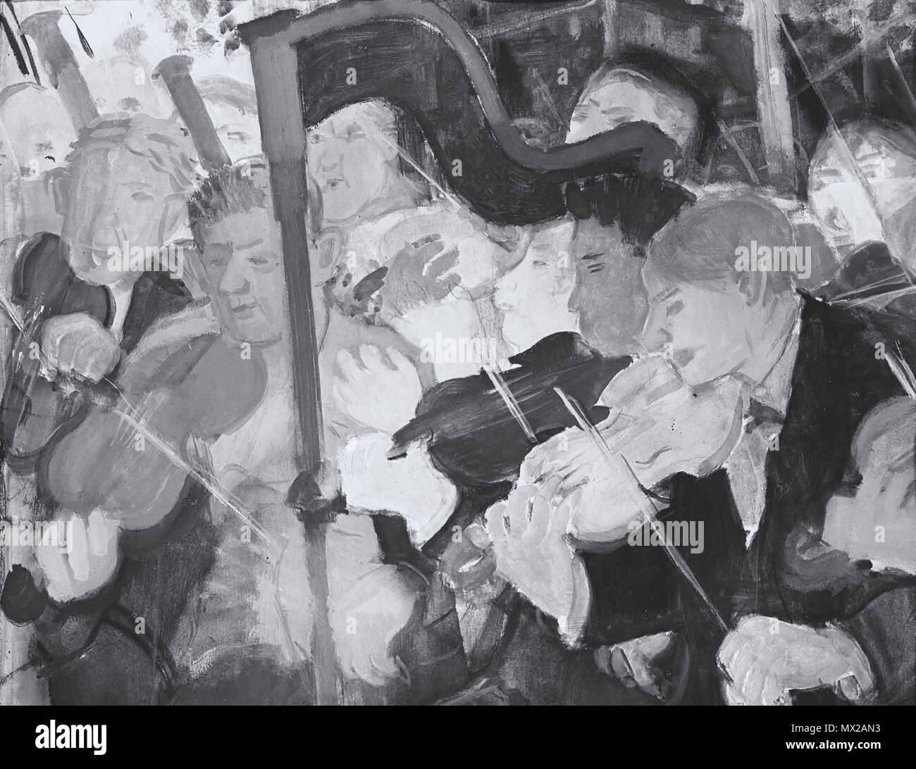 . Magyar: 433 x 543 mm tempera, papír lappang . 1932 160 Derkovits Gyula - 1932 - Zenekar (Hangverseny) Foto Stock