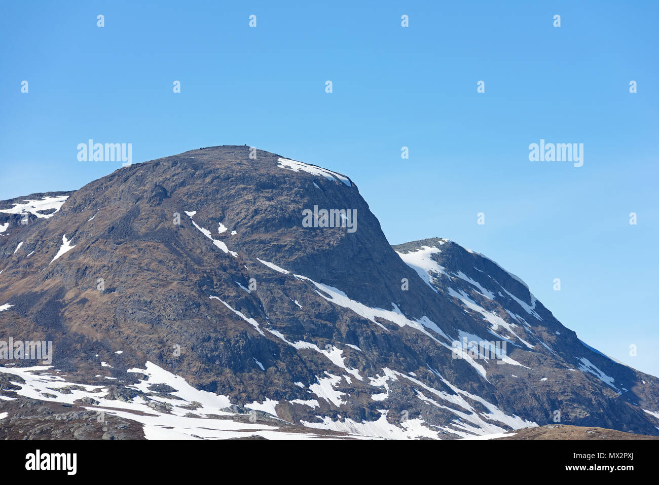 Dettaglio closeup della montagna Masseringsnosi con neve in primavera, Hemsedal Norvegia. Foto Stock