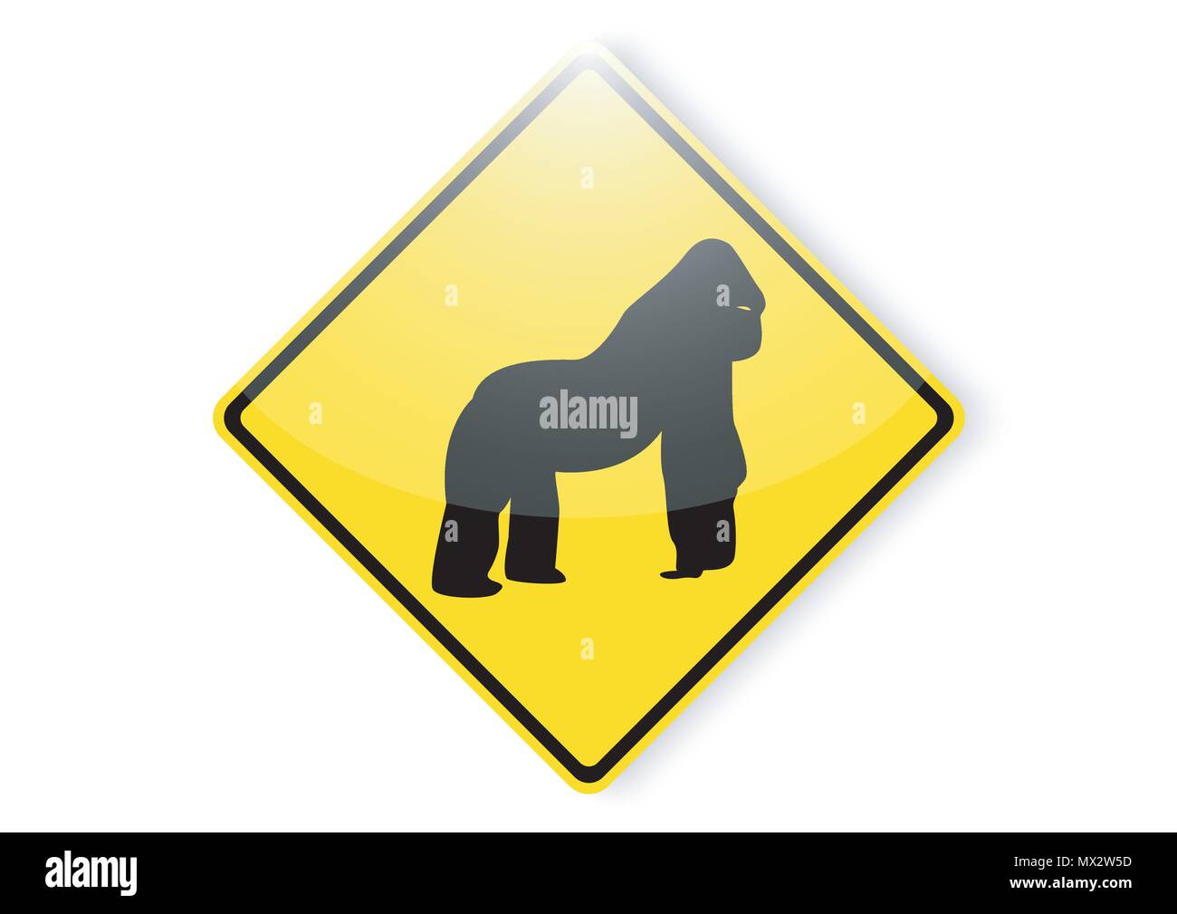 Il design del vettore di gorilla segno di avvertimento Illustrazione Vettoriale
