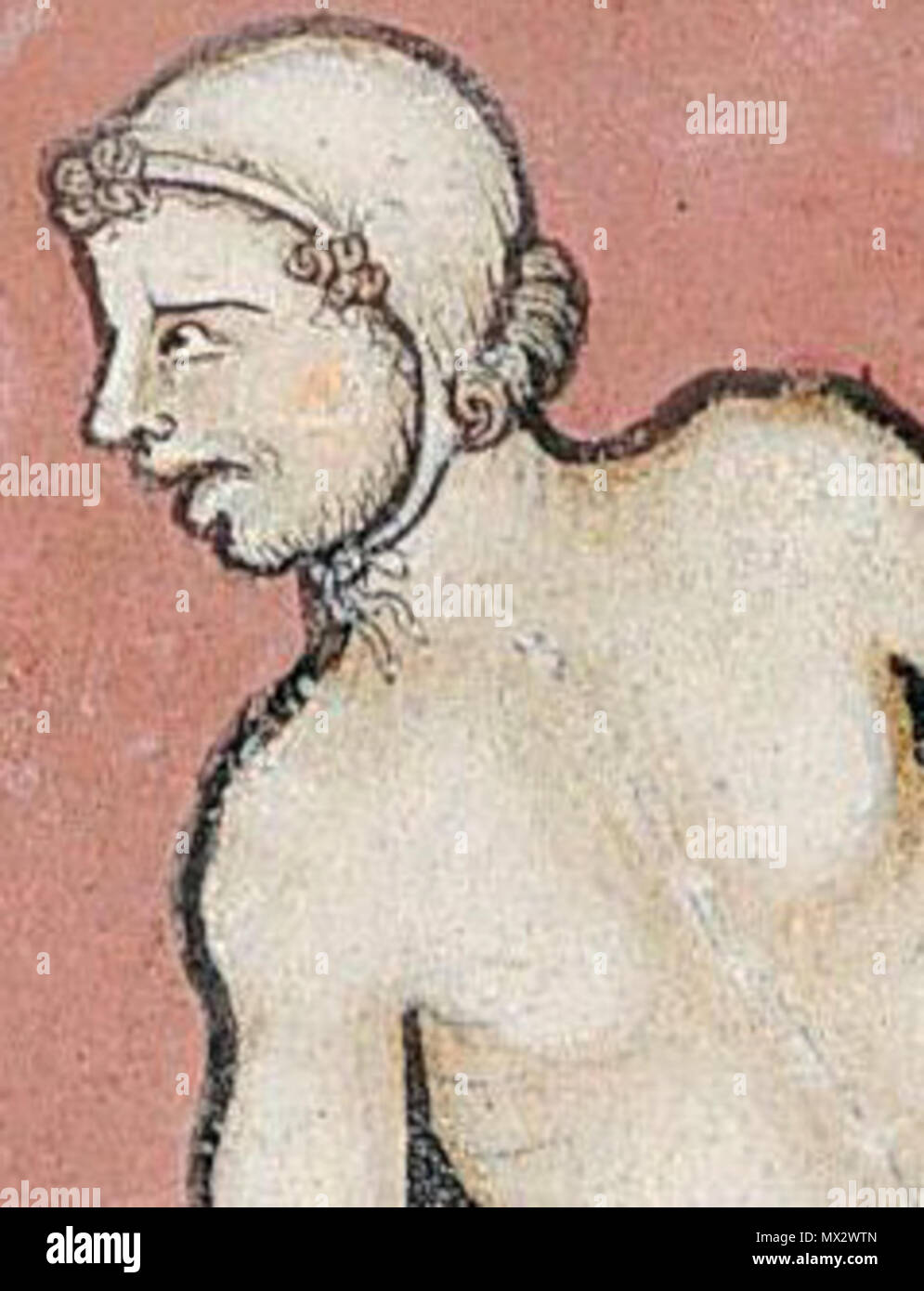 . Inglese: l uomo in coif . 1240s. Sconosciuto, Scuola Francese di nomi alternativi école française Descrizione pittore francese 425 Morgan la Bibbia, fol. 12v Foto Stock
