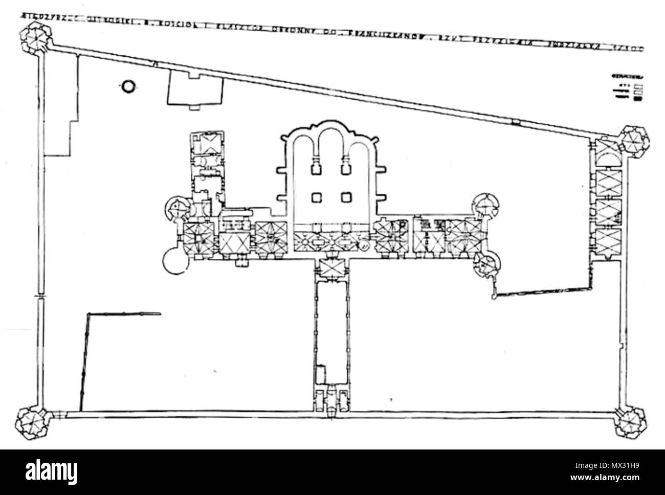 . Українська: Межиріч. План монастиря. 1935. Siennicki 414 Mezhyrich monastero Foto Stock
