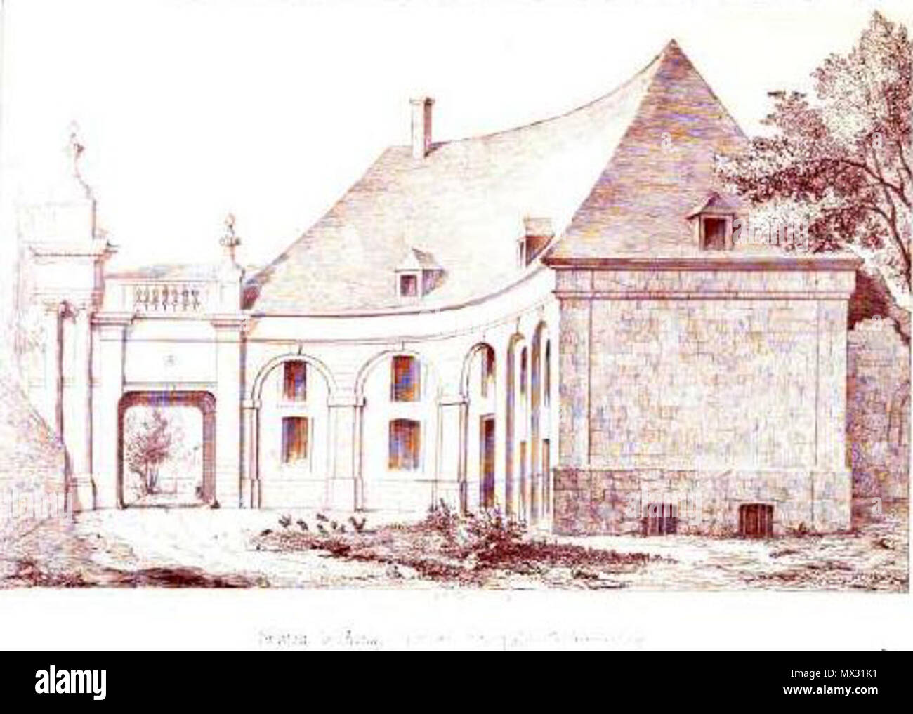 . Français : Mont Saint Eloi - Entrée principale . 23 maggio 2013, 08:09:42. Adolphe de CARDEVACQUE ouvrage L ́ Abbaye du Mont Saint Eloi- 1068-1792 - édité par Alphonse Brissy en 1859 423 Mont-Saint-Eloy 03 Foto Stock