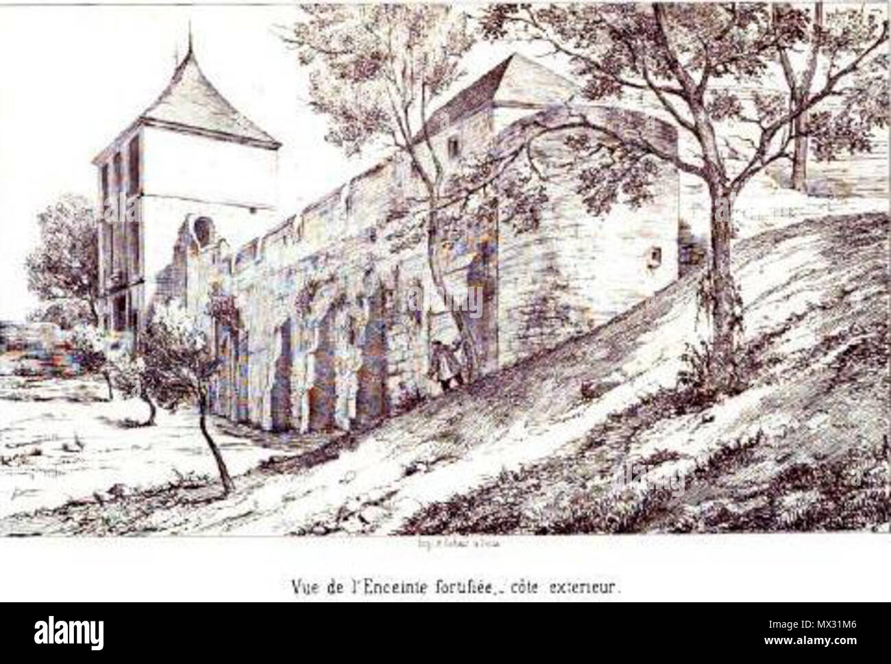 423 Mont-Saint-Eloy - Vue enceinte fortifiée Foto Stock