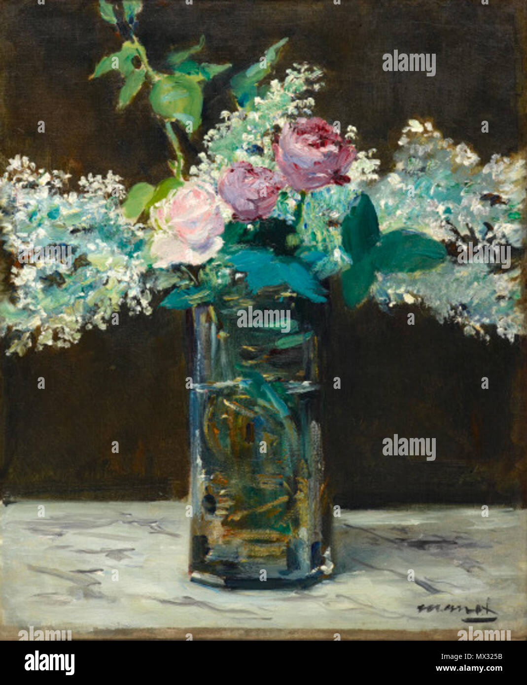 . Français : Vaso de Lilas blancs et de Roses 1883) il Museo delle Arti di Dallas huile sur toile 56 x 46 cm . Il 12 febbraio 2014. Museo dell'Arte di Dallas 372 Lillã manet 12 fev 14 Foto Stock