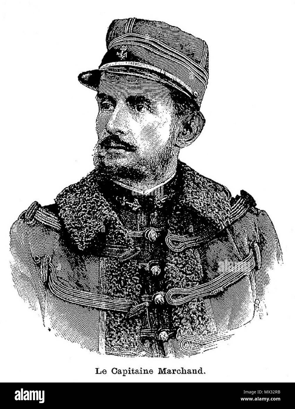 . Français : Le capitaine Marchand en 1898 (dessin anonyme parù en première page du 'Journal du Dimanche' du 9 octobre 1898) . 17 dicembre 2013, 06:19:40. Sconosciuto 362 Le capitaine Marchand Foto Stock