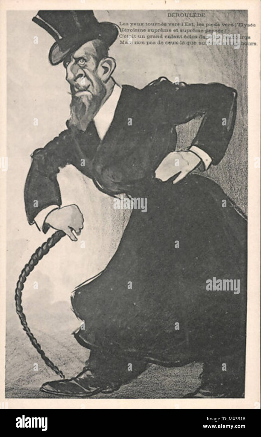 . Français : Caricatura de Paul Déroulède, carte postale. 27 dicembre 2013, 14:40:23. Anonimo 472 Paul-Deroulede-carte-postale Foto Stock