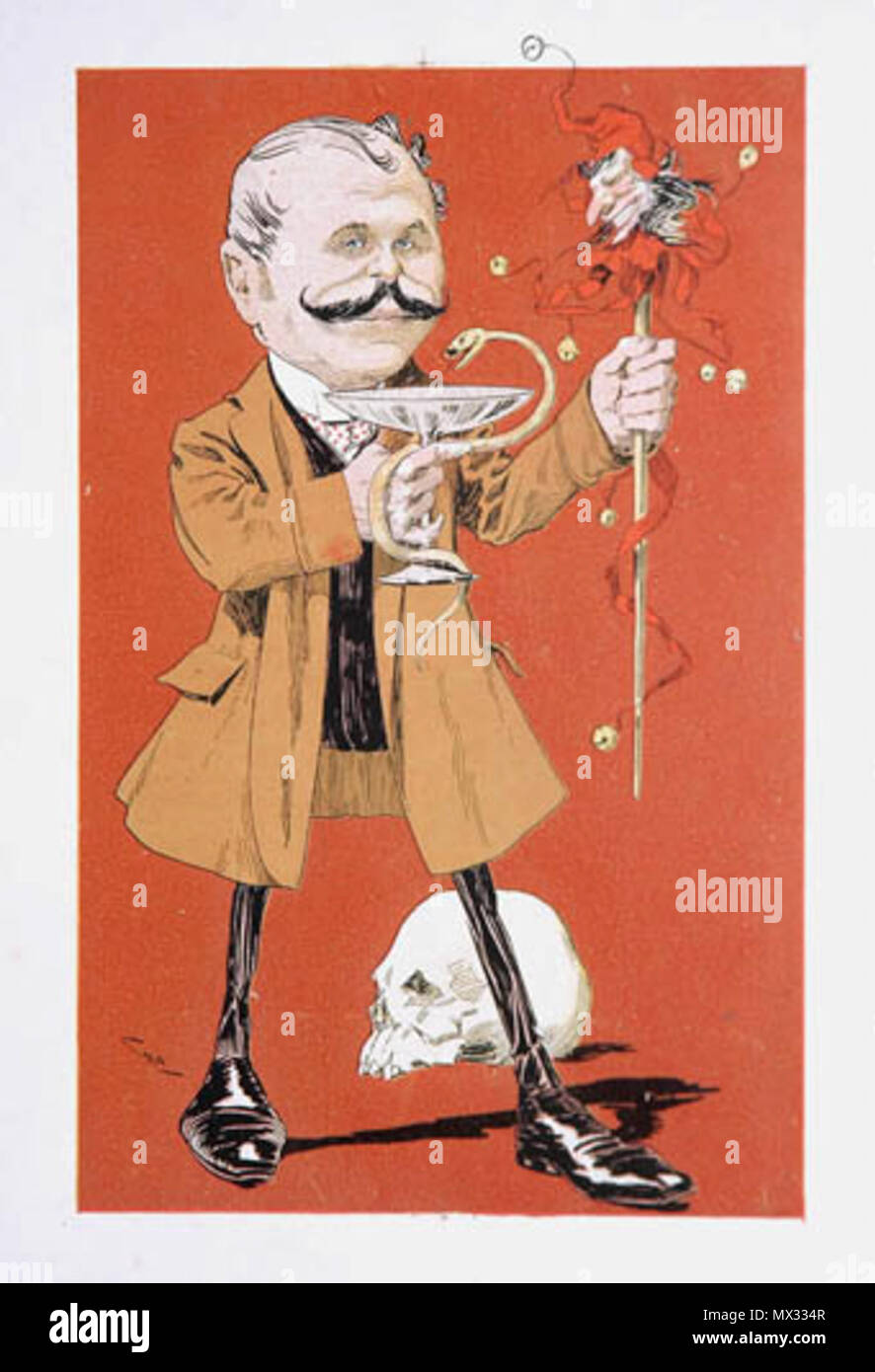 . Inglese: Caricatura di Domingo Cabred, realizzato da José María Cao Luaces e pubblicato nel 1902 dall'Caras y Caretas magazine. Español: Caricatura de Domingo Cabred, hecha por José María Cao Luaces y publicada en 1902 por la revista Caras y Caretas. Il 19 luglio 1902. José María Cao Luaces (1862-1918) 167 Domingo Cabred - Caras y Caretas Foto Stock