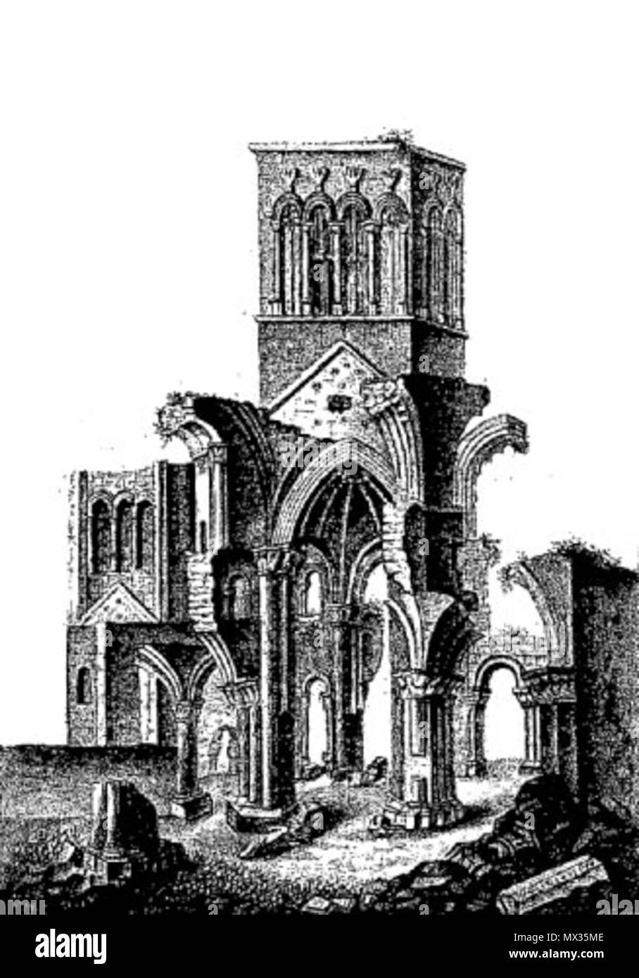 . Ruines de l'Abbaye de Montebourg . 1825. Questo file è privo di informazioni sull'autore. 23 Abbaye-Montebourg Foto Stock