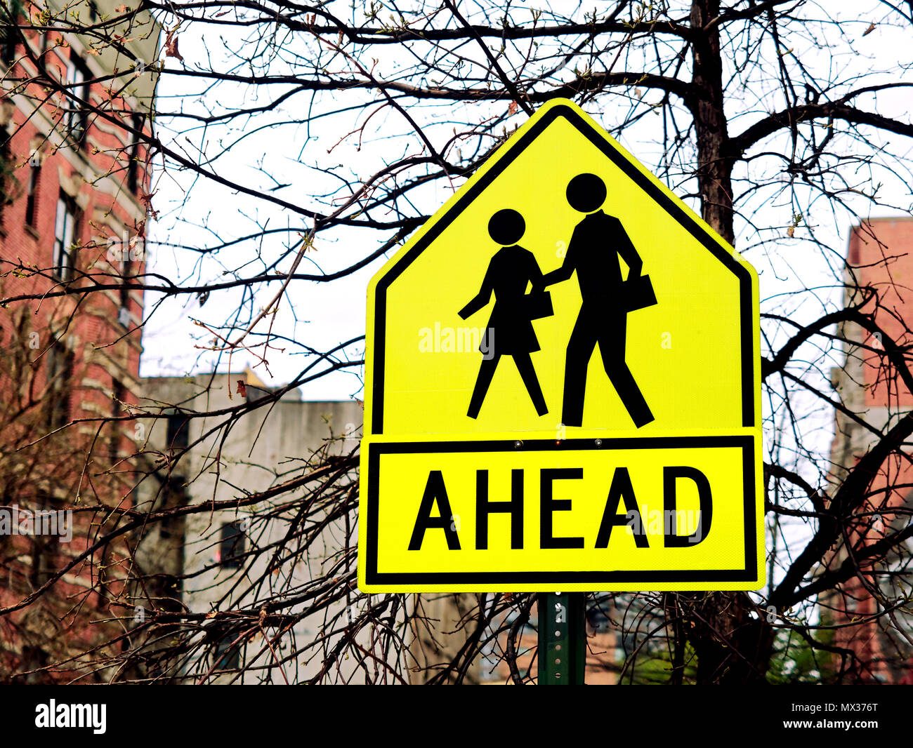 Attenzione Attraversamento Scuola bambini segno Foto Stock