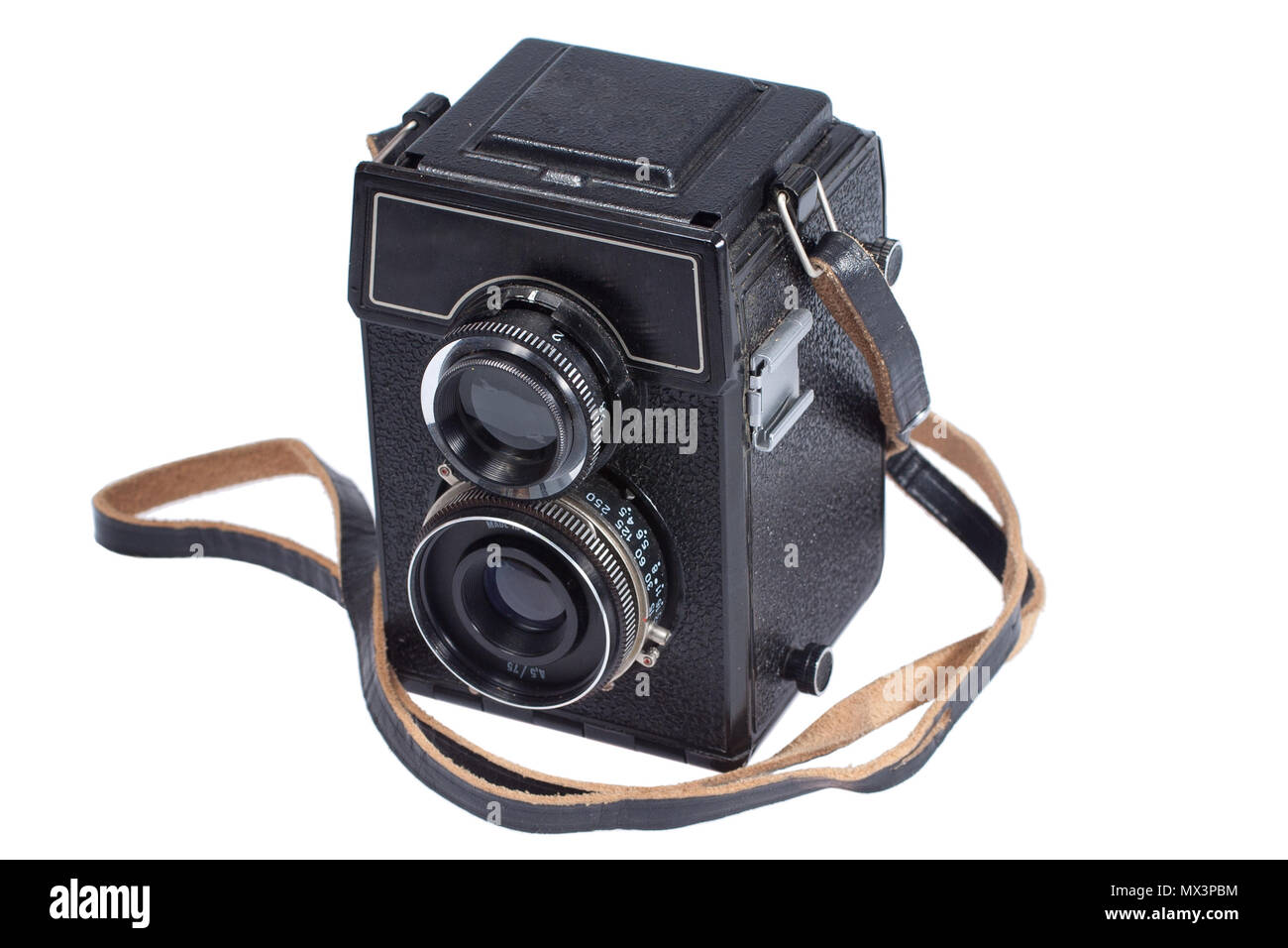 Antica foto vecchia telecamera isolato su bianco Foto stock - Alamy