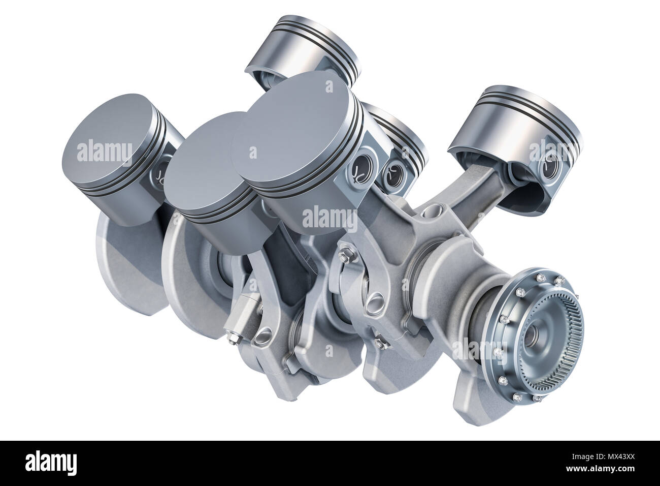 Motore V6 pistoni, 3D rendering isolati su sfondo bianco Foto stock - Alamy